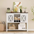 Mobiletto da Bar per Caffè, Credenza a Buffet in Stile Rustico con Ante Scorrevoli a Granaio, Portabottiglie, Ripiano Aperto