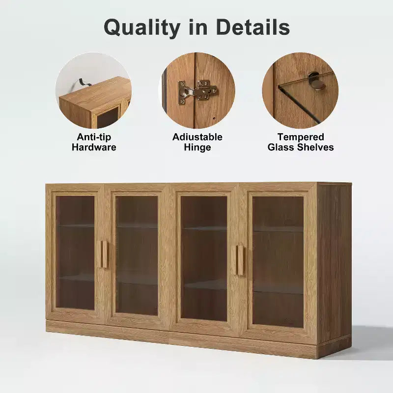 PexFix Madia 31x62x16 con 4 Ante e Contenitore Organizzatore Multiuso per Cucina Soggiorno Marrone