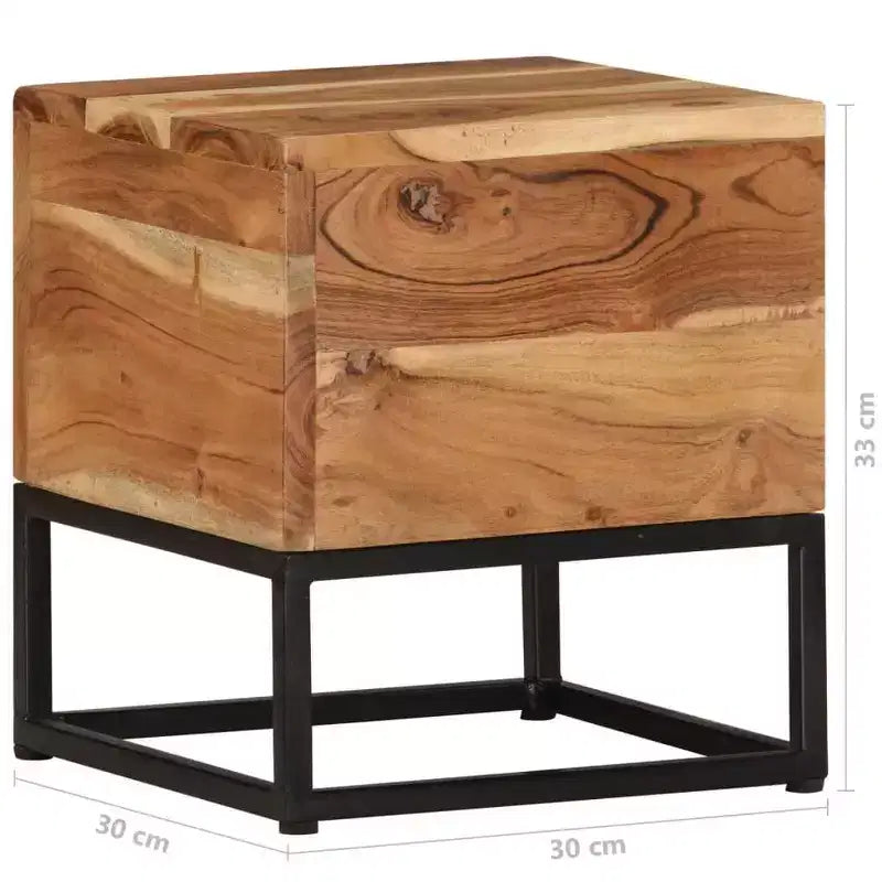 Tavolino 30x30x33 cm in legno massello di acacia
