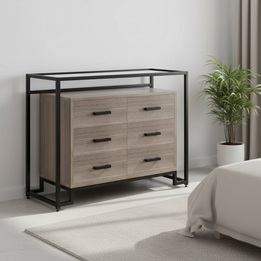 58 Mobile dispensa da cucina a 5 ripiani con ante in vetro e cassetto, ripiano per microonde e ruote bloccabili in legno
