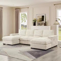 Dovelina Sectional Sofa Deep Seat Green Couch with Ottomans for 4 Seat