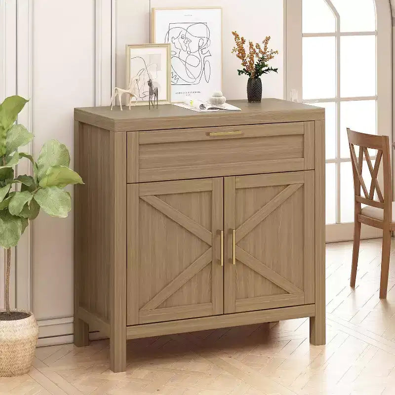 Buffet bahut de rangement, console de table de ferme avec 2 portes et étagère réglable pour entrée ou salon