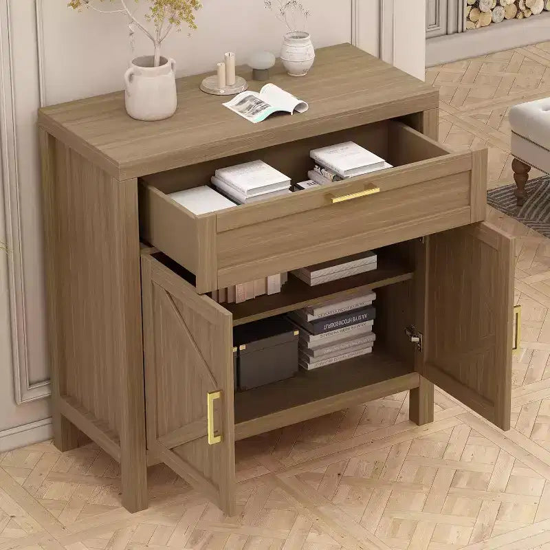 Buffet bahut de rangement, console de table de ferme avec 2 portes et étagère réglable pour entrée ou salon