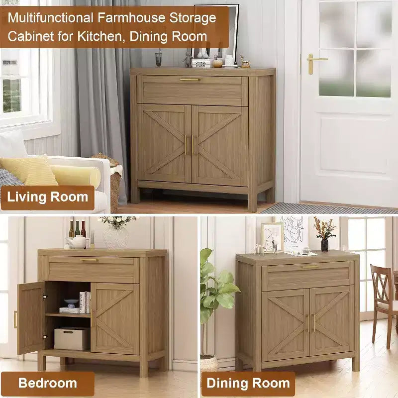 Buffet bahut de rangement, console de table de ferme avec 2 portes et étagère réglable pour entrée ou salon