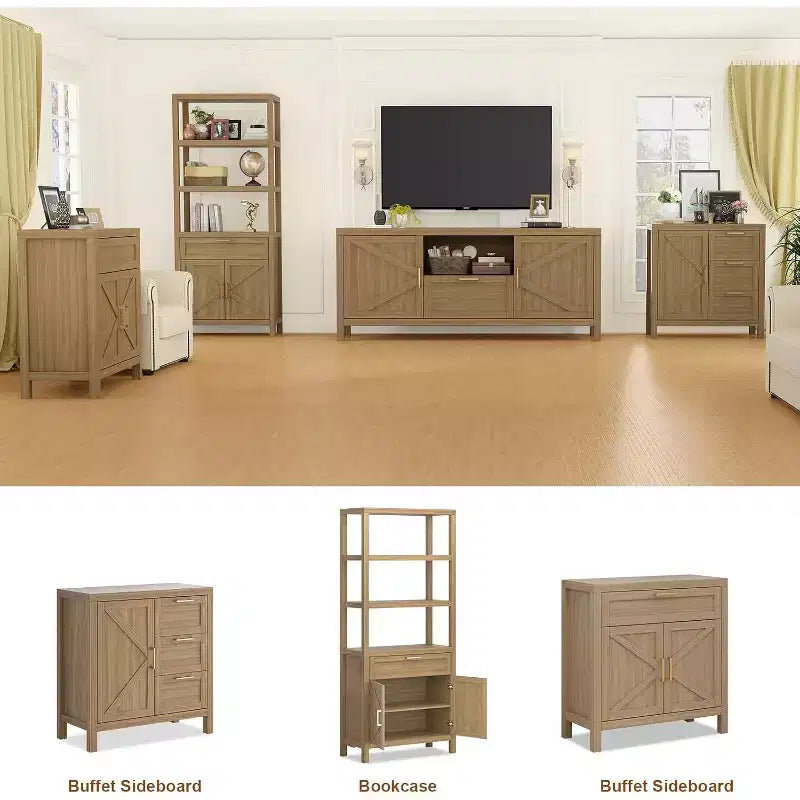 Buffet bahut de rangement, console de table de ferme avec 2 portes et étagère réglable pour entrée ou salon