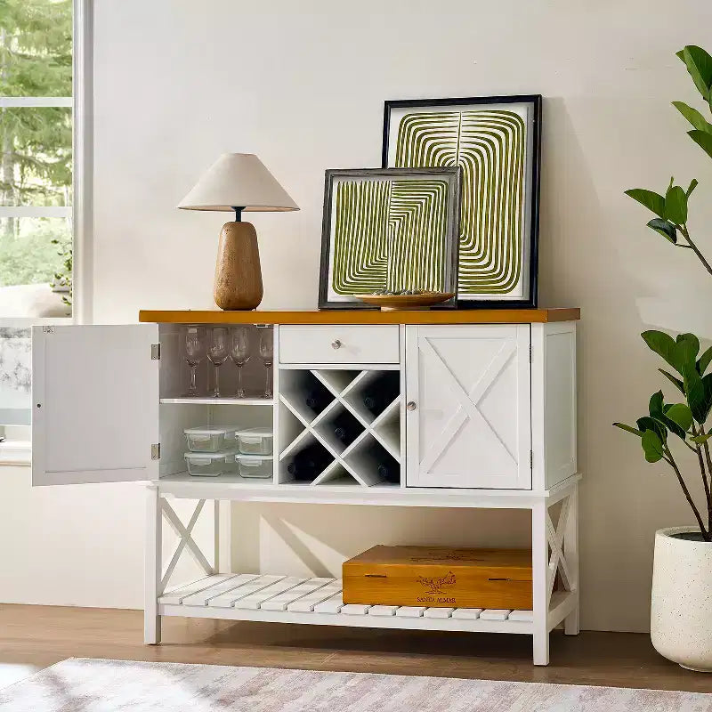 GDFStudio Forster Madia Moderna in Legno da 47,5 con Portabottiglie e Cassetti