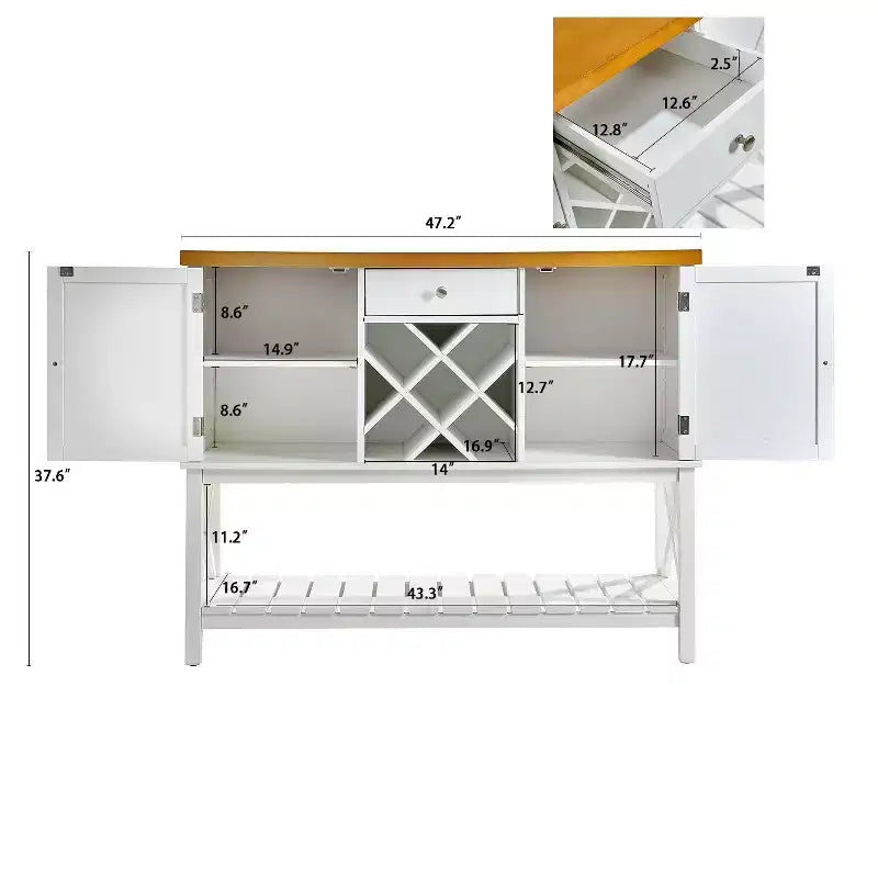 GDFStudio Forster Madia Moderna in Legno da 47,5 con Portabottiglie e Cassetti