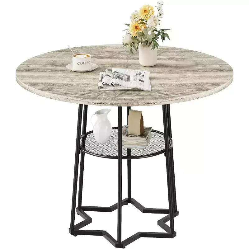 Tavolo da cucina rustico da 99 cm con 45 cm di spazio per riporre, base in metallo resistente, per cucina sala da pranzo