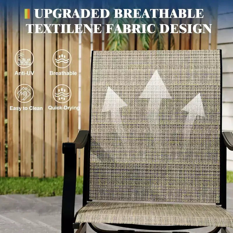 2 sedie da pranzo girevoli per esterni con schienale traspirante in textilene, sedie a dondolo girevoli da patio per prato, giardino a bordo piscina