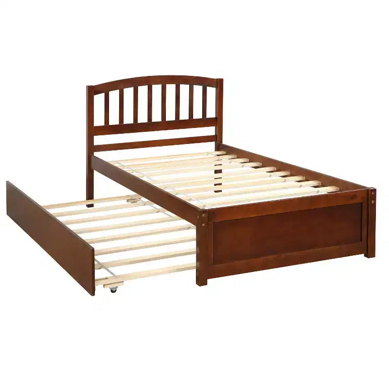 Base letto a piattaforma in legno Twin con letto estraibile Espresso