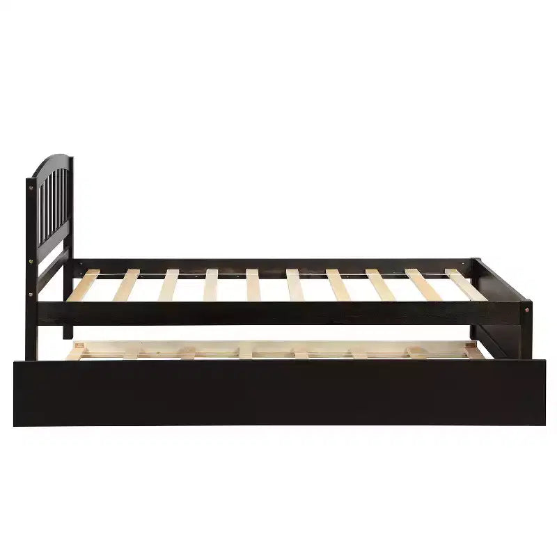 Base letto a piattaforma in legno Twin con letto estraibile Espresso