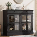 35.4 Sideboard Buffet Cabinet with Glass Door, Storage Cabinet with Drawer, Buffet & Sideboard for Dining Room, Kitchen, Living Room