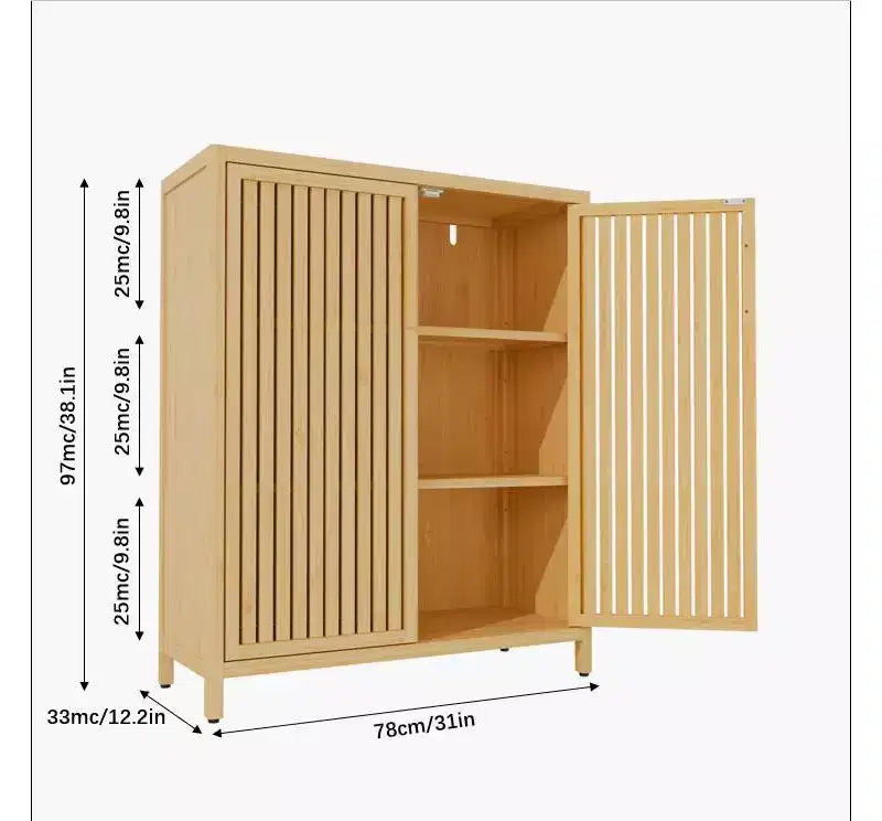 GDFStudio Smedley Mobile Contenitore Moderno in Bambù 38.1 cm con 2 Ante