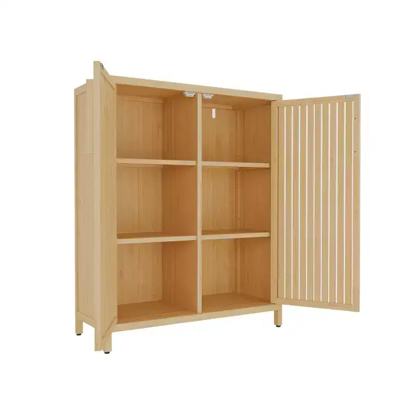 GDFStudio Smedley Mobile Contenitore Moderno in Bambù 38.1 cm con 2 Ante