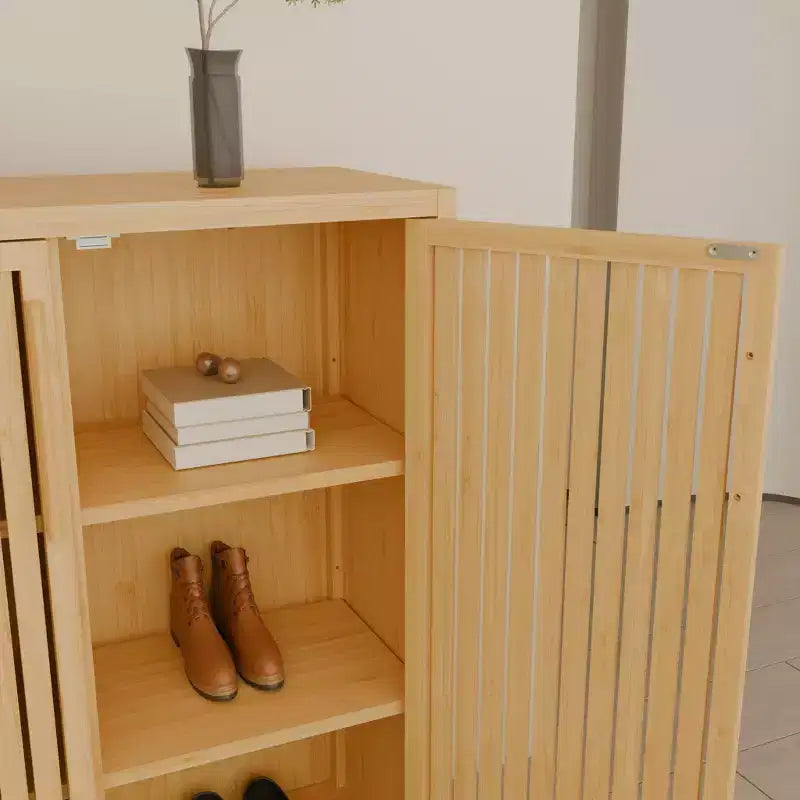 GDFStudio Smedley Mobile Contenitore Moderno in Bambù 38.1 cm con 2 Ante