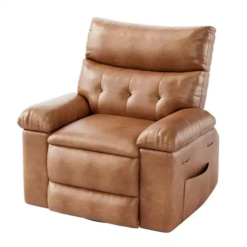 Fauteuil inclinable pour adultes, fauteuil inclinable électrique en cuir PU, pivotant à 270 degrés avec poche latérale, canapé de massage moderne pour salon ou chambre à coucher