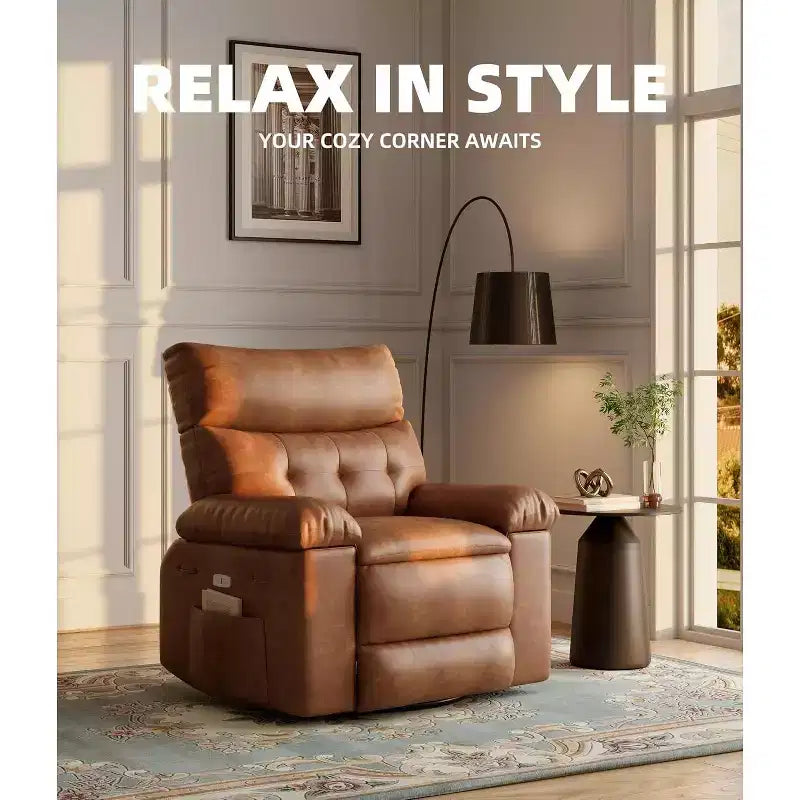 Fauteuil inclinable manuel surdimensionné Acekool, fauteuil en similicuir avec coussin épais pour salon et chambre à coucher, confort spacieux et décontracté
