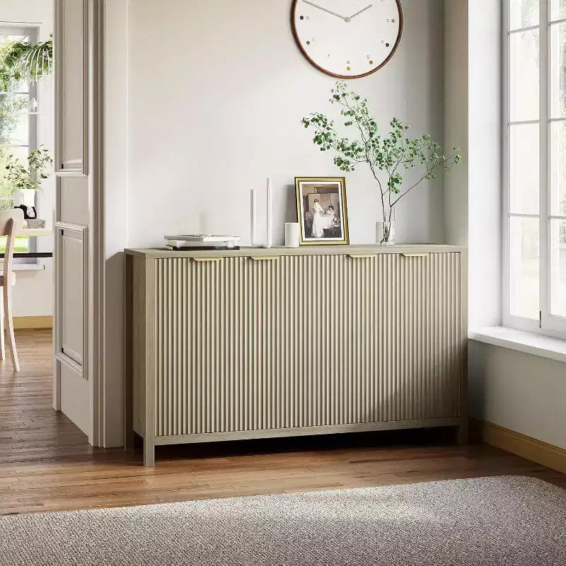 Acekool Madia a Buffet Smerlata, Mobile Contenitore Moderno a 4 Ante con Ripiani Regolabili per Cucina, Sala da Pranzo, Soggiorno o Ingresso