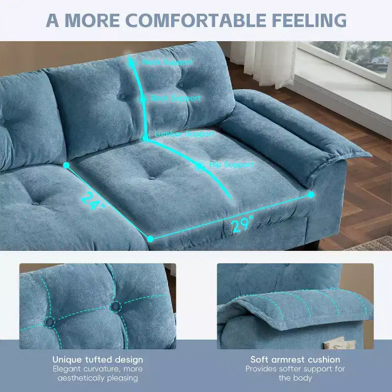 Divano modulare a 4 posti con pouf contenitore, portabicchieri, ricarica USB e Type-C, cuscini trapuntati, vani portaoggetti sui braccioli, rivestimento morbido