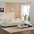 Modular 4-Seat Sectional Sofa with Storage Ottoman, Cup Holders, USB & Type-C Charging, Tufted Cushions, Armrest Storage, Soft Upholstery