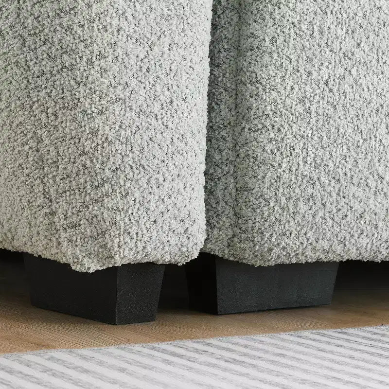 Divano sezionale modulare a L da 110 pollici con seduta extra-large, cuscino con cuciture a vista, pouf, rivestimento in tessuto bouclé, 4 posti
