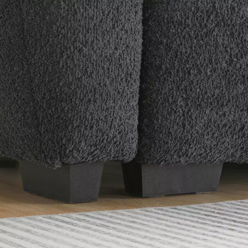 Divano sezionale modulare a L da 110 pollici con seduta extra-large, cuscino con cuciture a vista, pouf, rivestimento in tessuto bouclé, 4 posti