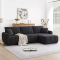 110 L-Shaped Modular Sectional Sofa with Extra-Large Seat, Pull-Line Cushion, Ottoman, Boucle Upholstery, 4-Seat