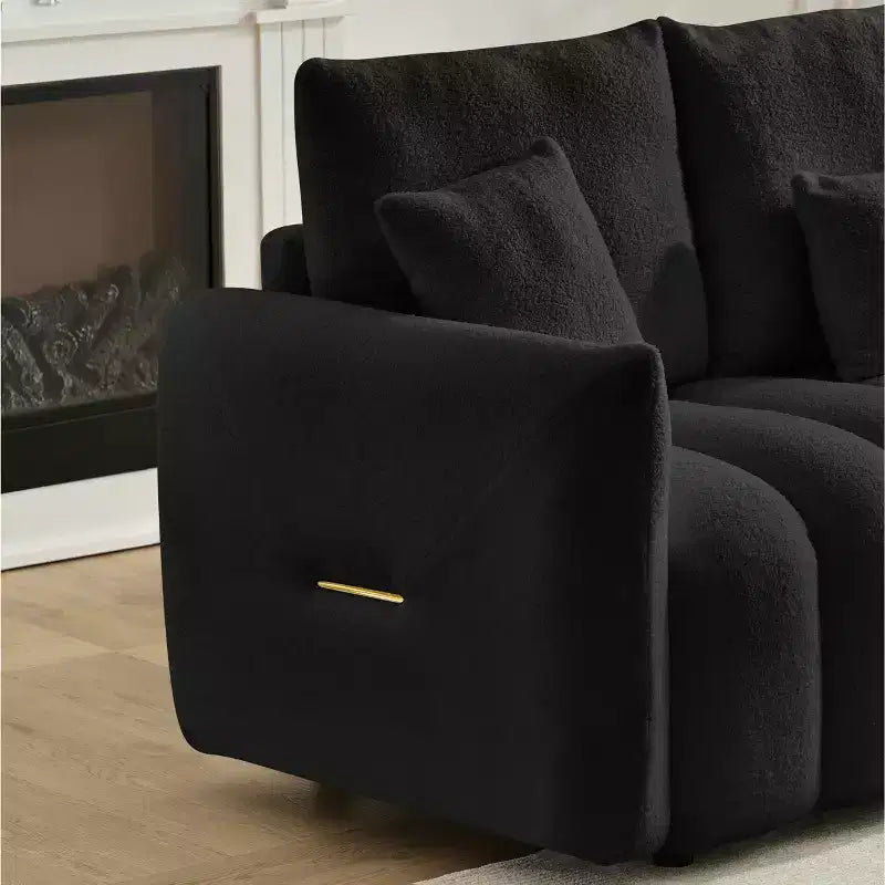 Divano componibile moderno a L imbottito a 3 posti con console e cuscini GDFStudio Lyney 91.73