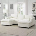 86.5'' Chenille Modular Sectional Sofa with Storage Pockets, Ottomans, and Pillows, 5-Seat U-Shaped Cloud Couch for Living Room