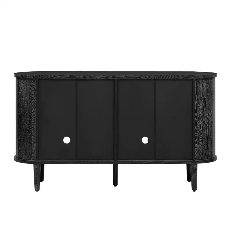 MAYEERTY Credenza Mobile Contenitore in Legno con Ante in Vetro Ripiani Regolabili per Soggiorno Cucina Nero