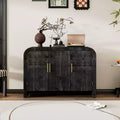 MAYEERTY Retro Curved Sideboard with Gold Handles Adjustable Divides for Living Room Dining Room Antique Black