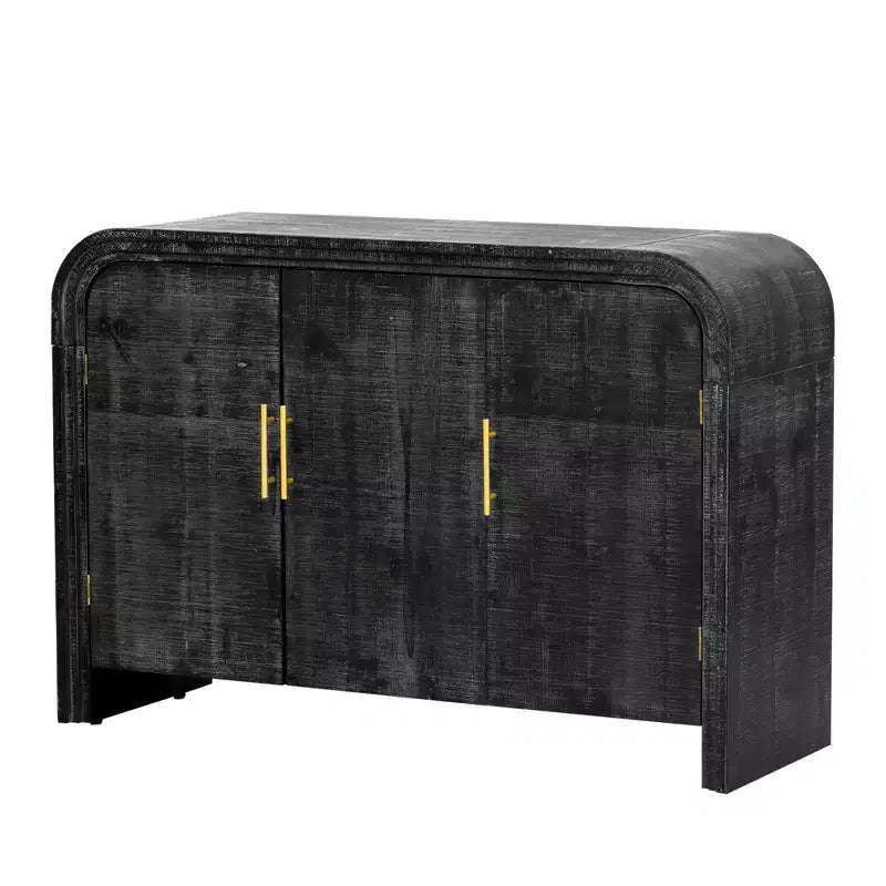 MAYEERTY Credenza retrò ricurva con maniglie dorate, divisori regolabili per soggiorno sala da pranzo, nero antico