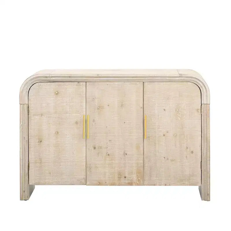MAYEERTY Credenza retrò ricurva con maniglie dorate Divisori regolabili per soggiorno sala da pranzo Naturale