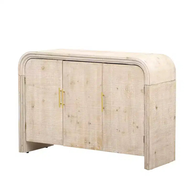 MAYEERTY Credenza retrò ricurva con maniglie dorate Divisori regolabili per soggiorno sala da pranzo Naturale