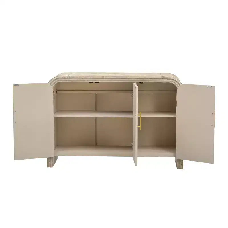 MAYEERTY Credenza retrò ricurva con maniglie dorate Divisori regolabili per soggiorno sala da pranzo Naturale