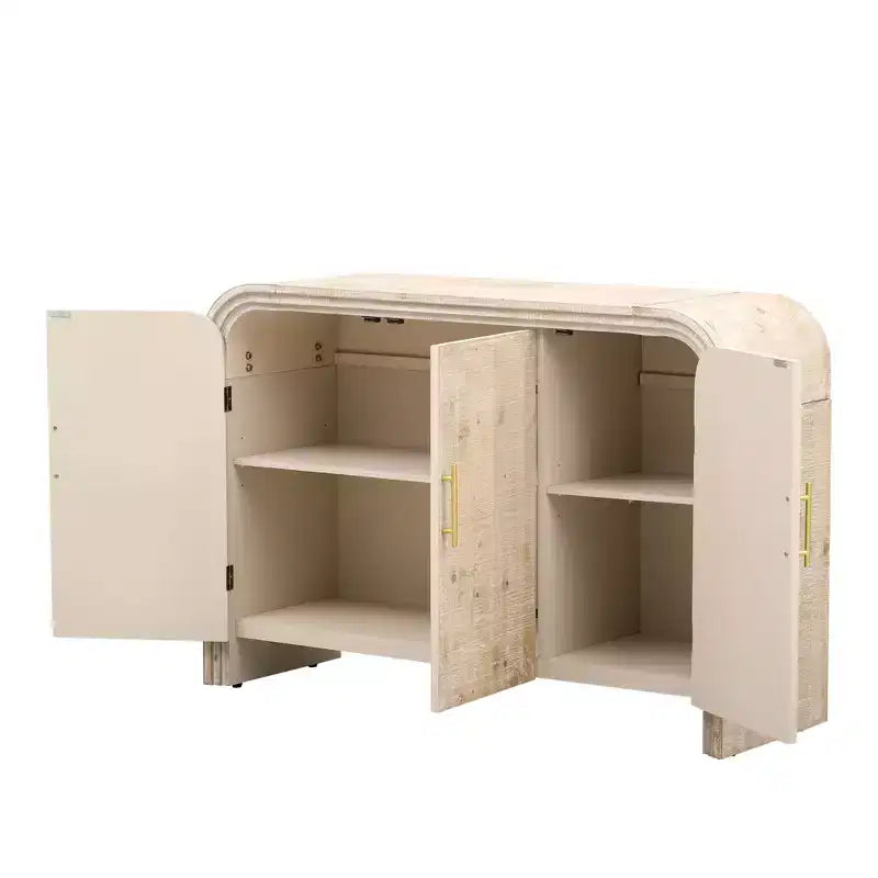 MAYEERTY Credenza retrò ricurva con maniglie dorate Divisori regolabili per soggiorno sala da pranzo Naturale