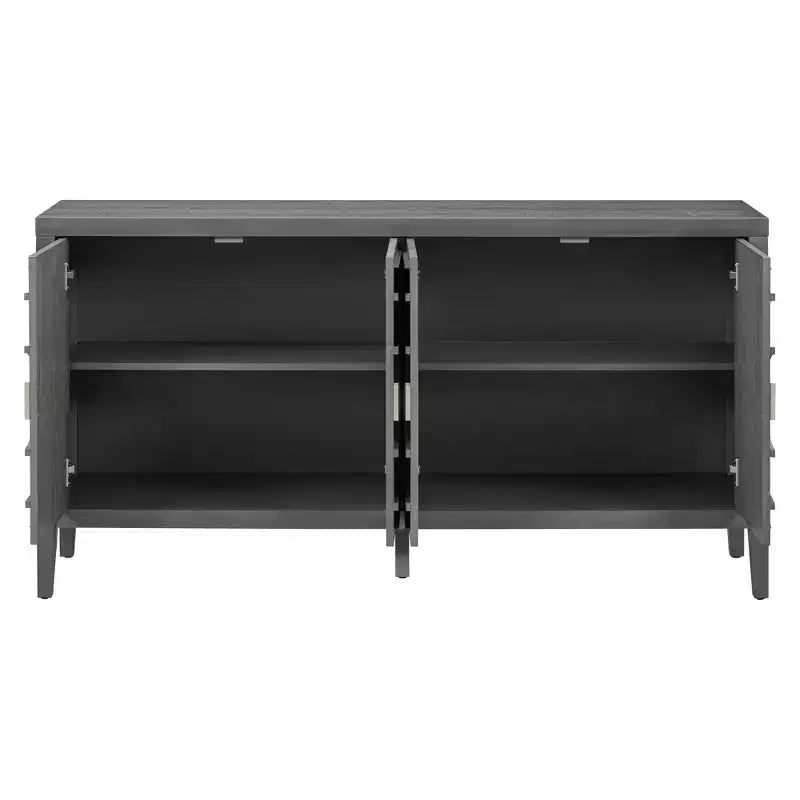 MAYEERTY Mobile Credenza Retrò con Anta con Scanalatura Circolare Maniglia Rotonda in Metallo per Ingresso Sala da Pranzo Grigio