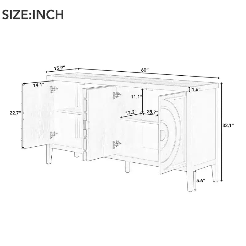 MAYEERTY Mobile Credenza Retrò con Anta con Scanalatura Circolare Maniglia Rotonda in Metallo per Ingresso Sala da Pranzo Grigio