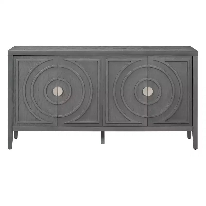 MAYEERTY Mobile Credenza Retrò con Anta con Scanalatura Circolare Maniglia Rotonda in Metallo per Ingresso Sala da Pranzo Grigio