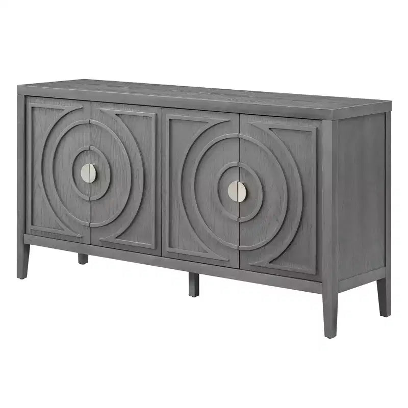 MAYEERTY Mobile Credenza Retrò con Anta con Scanalatura Circolare Maniglia Rotonda in Metallo per Ingresso Sala da Pranzo Grigio