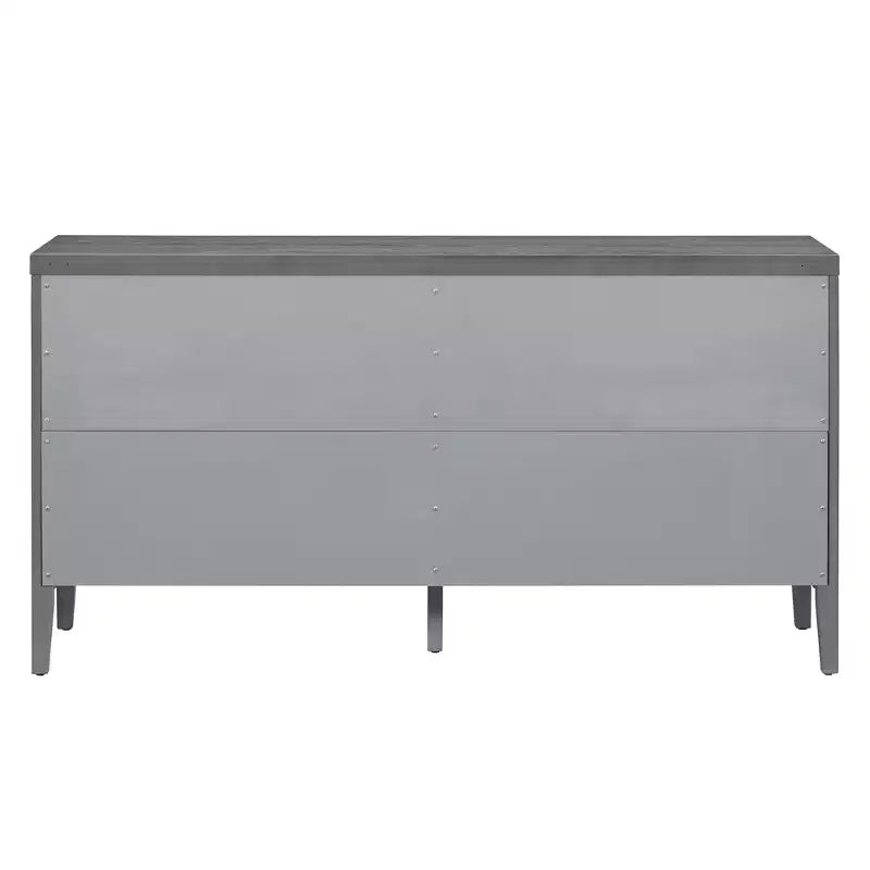 MAYEERTY Mobile Credenza Retrò con Anta con Scanalatura Circolare Maniglia Rotonda in Metallo per Ingresso Sala da Pranzo Grigio