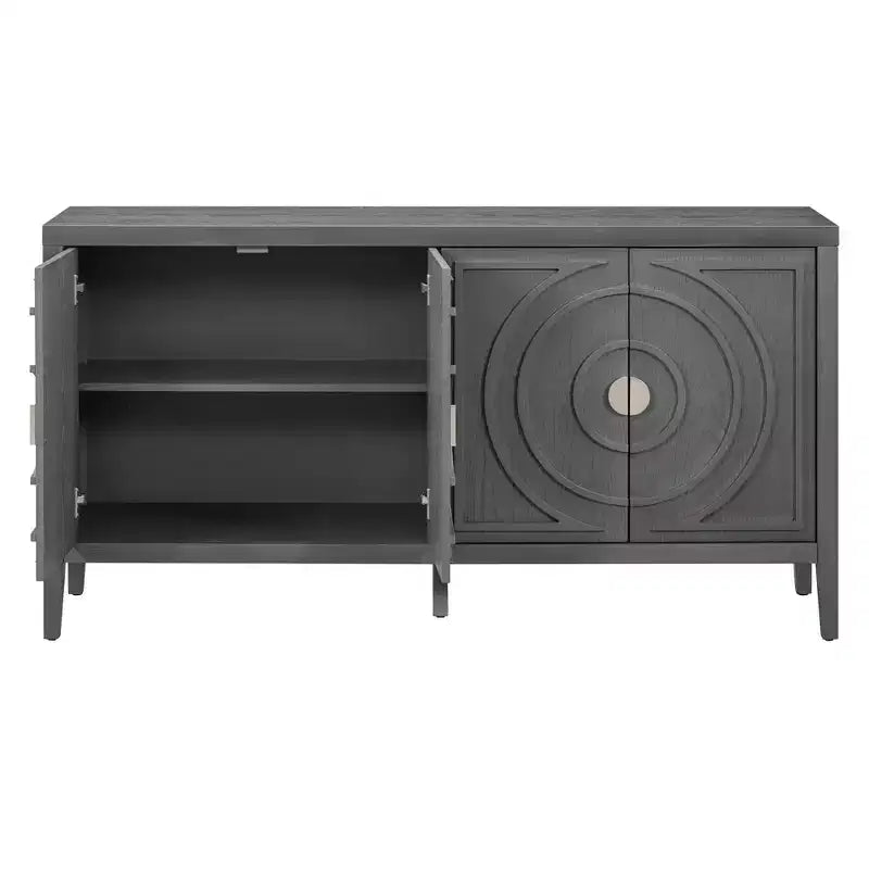 MAYEERTY Mobile Credenza Retrò con Anta con Scanalatura Circolare Maniglia Rotonda in Metallo per Ingresso Sala da Pranzo Grigio