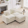 HYLEORY 74.8 in. Chenille Fabric 3 seat Sectional Sofa with Ottoman