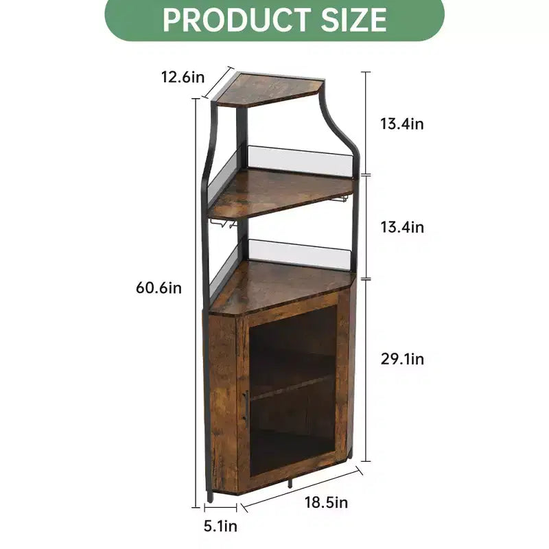 Meuble à vin d'angle, porte-bouteilles en métal pouvant contenir plus de 50 bouteilles et verres, rangement à vin au sol pour cuisine, salle à manger, bureau, bar