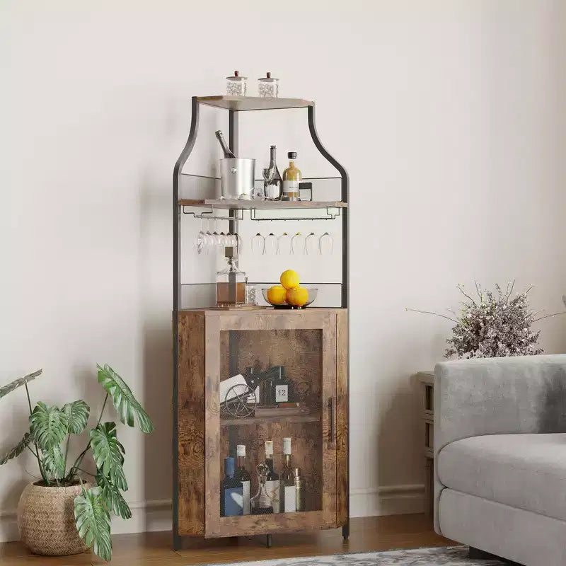 Meuble à vin d'angle, porte-bouteilles en métal pouvant contenir plus de 50 bouteilles et verres, rangement à vin au sol pour cuisine, salle à manger, bureau, bar
