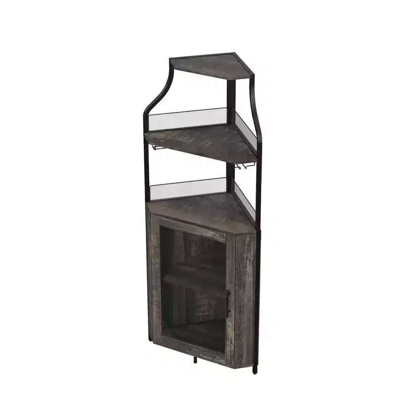 Meuble à vin d'angle, porte-bouteilles en métal pouvant contenir plus de 50 bouteilles et verres, rangement à vin au sol pour cuisine, salle à manger, bureau, bar
