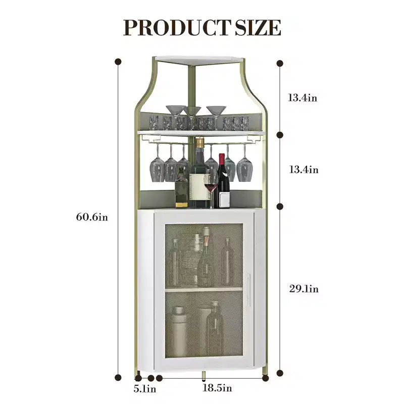 Meuble à vin d'angle, porte-bouteilles en métal pouvant contenir plus de 50 bouteilles et verres, rangement à vin au sol pour cuisine, salle à manger, bureau, bar