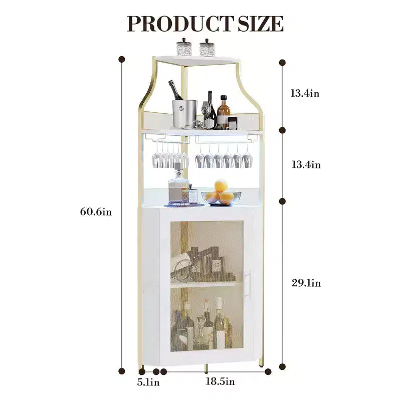 Meuble à vin d'angle, porte-bouteilles en métal pouvant contenir plus de 50 bouteilles et verres, rangement à vin au sol pour cuisine, salle à manger, bureau, bar