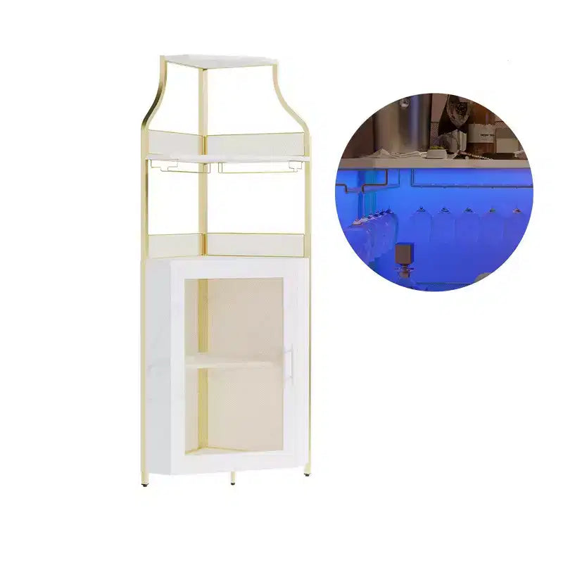 Meuble à vin d'angle, porte-bouteilles en métal pouvant contenir plus de 50 bouteilles et verres, rangement à vin au sol pour cuisine, salle à manger, bureau, bar