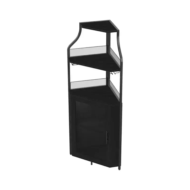 Meuble à vin d'angle, porte-bouteilles en métal pouvant contenir plus de 50 bouteilles et verres, rangement à vin au sol pour cuisine, salle à manger, bureau, bar